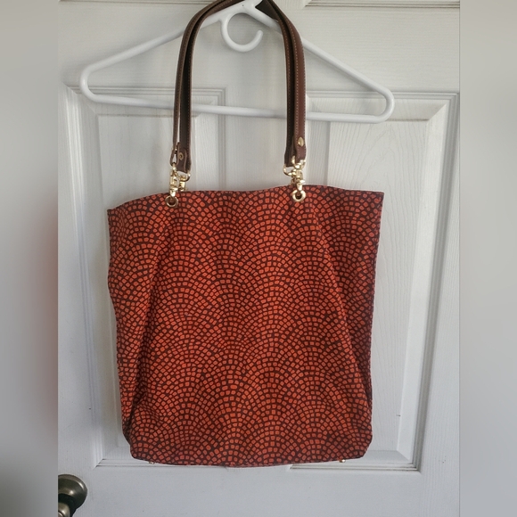 J Mclaughlin Orange And Brown Womans Tote Bag - Picture 2 of 8